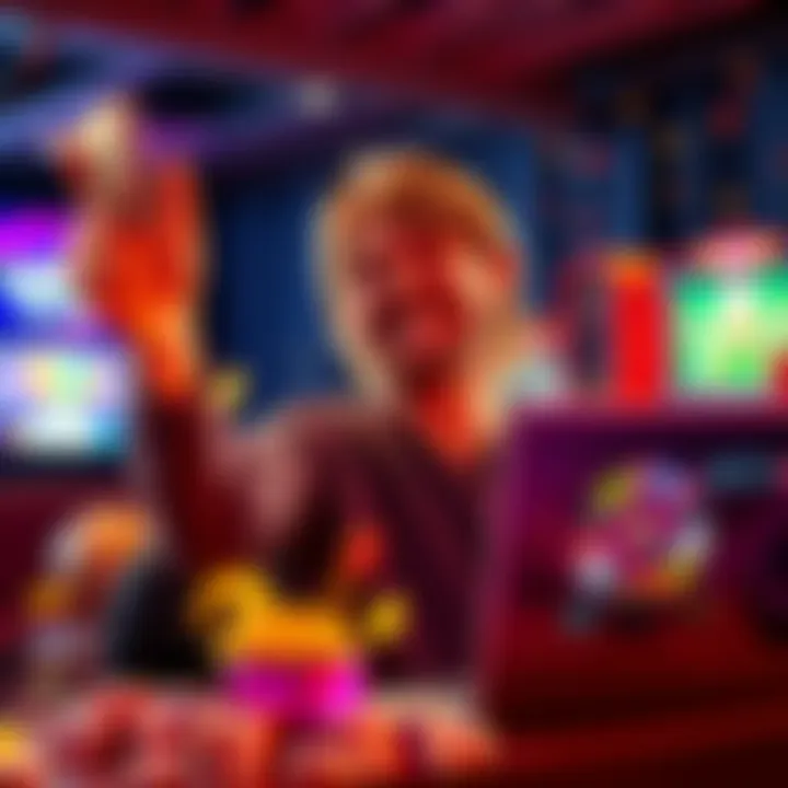 User celebrating a big win A person smiling while holding cash, celebrating a big win from an online game, with a laptop showing Betway UK open in the background.