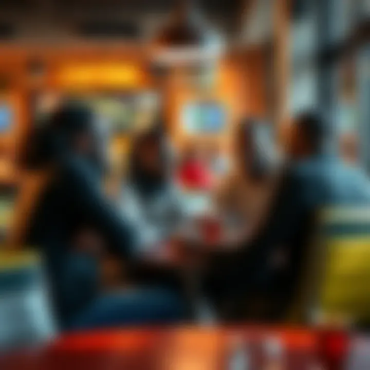 A group of South African bettors sharing their experiences with various betting platforms at a café.