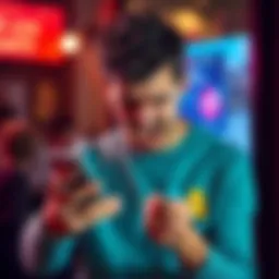 User expressing anger over spending money on an app and encountering an error, showing a smartphone in one hand and a frustrated facial expression.
