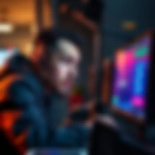User looking concerned while checking account status on a computer, with cash symbol on screen.