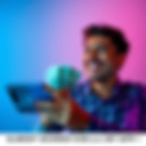 A person smiling while holding cash and looking at their phone, representing success with their app