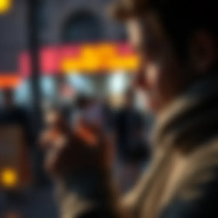 A frustrated person looking at their phone while deciding to uninstall an app.