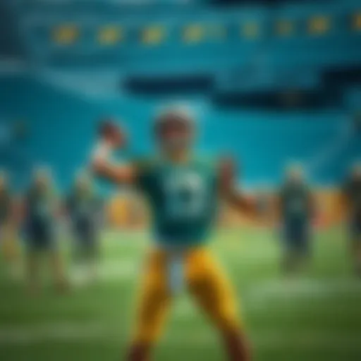 USF punter practicing throws on the field while wearing a jersey and helmet, preparing for a potential role as a backup quarterback, with teammates watching.