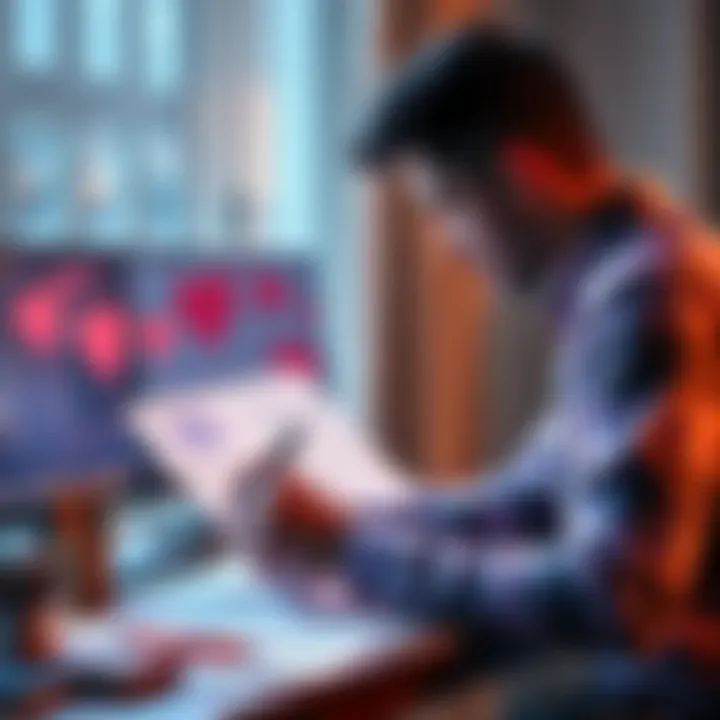 Valentine's Day Gift Planning A person sketching out a plan for a Valentine's Day gift while looking at a computer screen showing Rainbet.