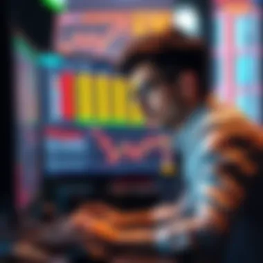 A gambler studying betting odds on a computer screen with graphs and statistics, indicating a focus on finding value in bets