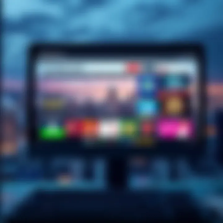 Online gambling platforms for Vancouver residents A computer screen displaying various online gambling websites with Vancouver city skyline in the background