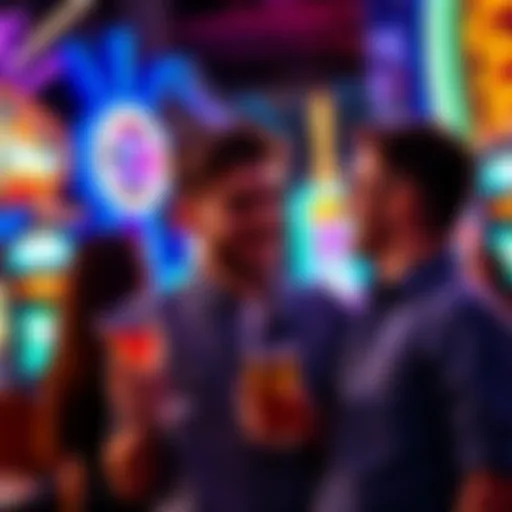 A young person celebrating their 21st birthday in Las Vegas with friends, holding drinks and enjoying the vibrant casino atmosphere