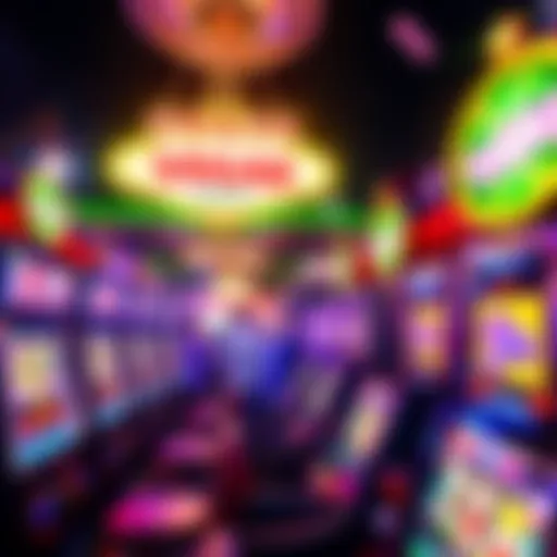 A vibrant Las Vegas casino scene showing players excited about hitting 10x and 5x multipliers at slot machines