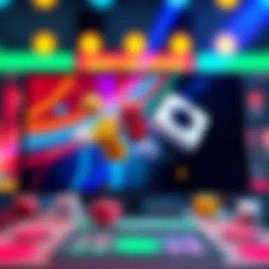 A colorful image showing a digital dice simulator with various dice displayed on screen, highlighting strategy testing for games.