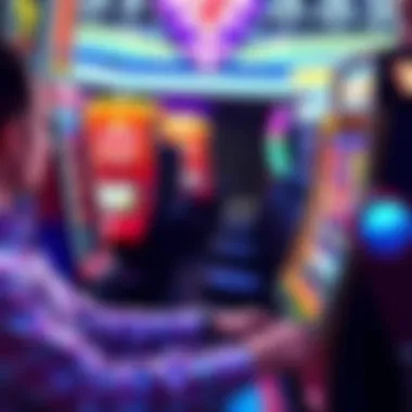 Video poker machine with player and slot machine nearby, showing differences in comp rewards between them