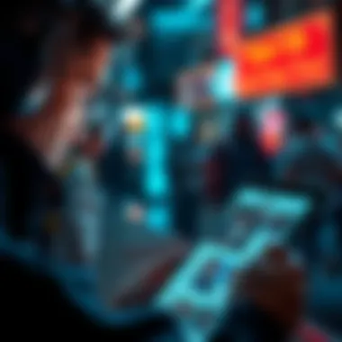 Vigilant Person Monitoring News A person reads news articles on a tablet, looking alert and focused on current events.
