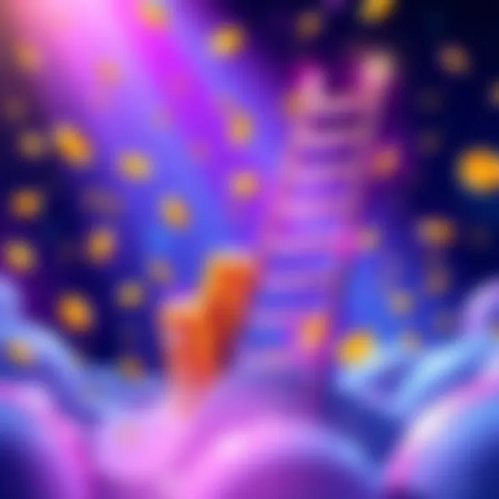 A colorful representation of rewards and bonuses related to a VIP program, featuring gold coins and a ladder symbolizing progress.