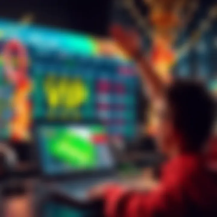 A person celebrating a gaming success with a laptop and a sports betting interface on the screen, showing high wager amounts