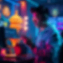 A player analyzing their progress towards Platinum 2, surrounded by gaming elements like points and rewards.