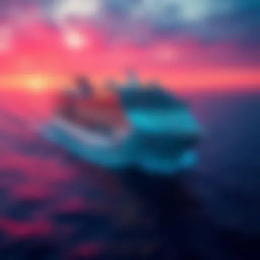 Virgin Voyages Ship at Sea A Virgin Voyages cruise ship sailing in the ocean, representing new routes from San Juan and North America.