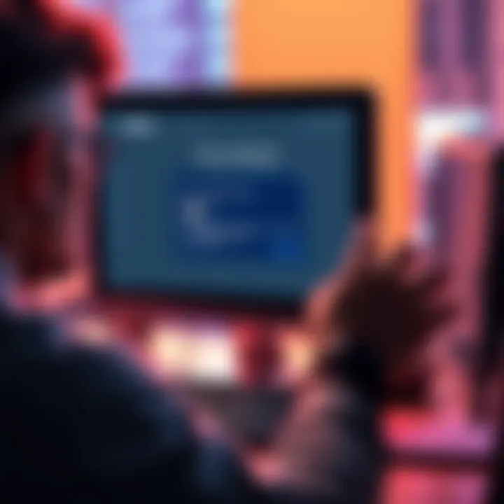 A frustrated person looking at a computer screen showing an error message while attempting to make a deposit with a Visa card.