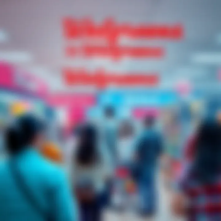 People shopping at Walgreens store Customers exploring new products and deals at a Walgreens store