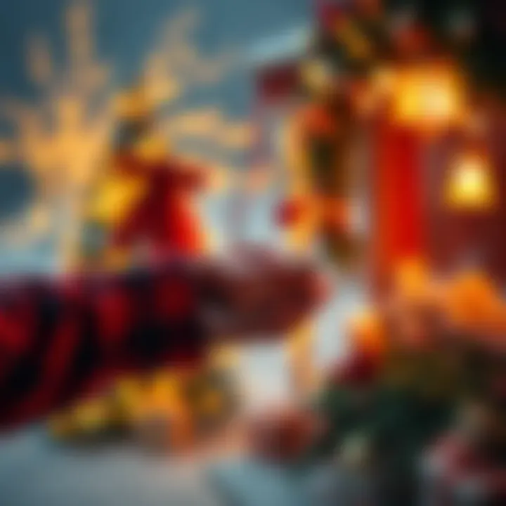 A Warm Christmas Gesture A person handing a holiday gift to a stranger, spreading kindness in a festive setting.