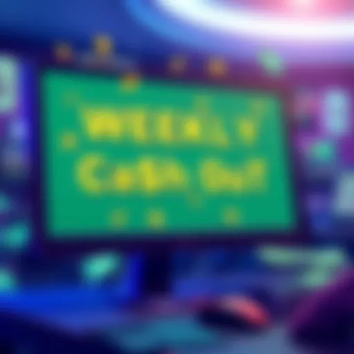 Illustration showing a computer screen displaying weekly codes with cash icons, symbolizing cashing out without playing.