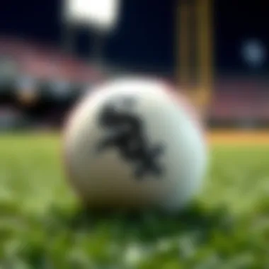A baseball resting on a field with the Chicago White Sox logo, symbolizing the upcoming game against the Minnesota Twins.