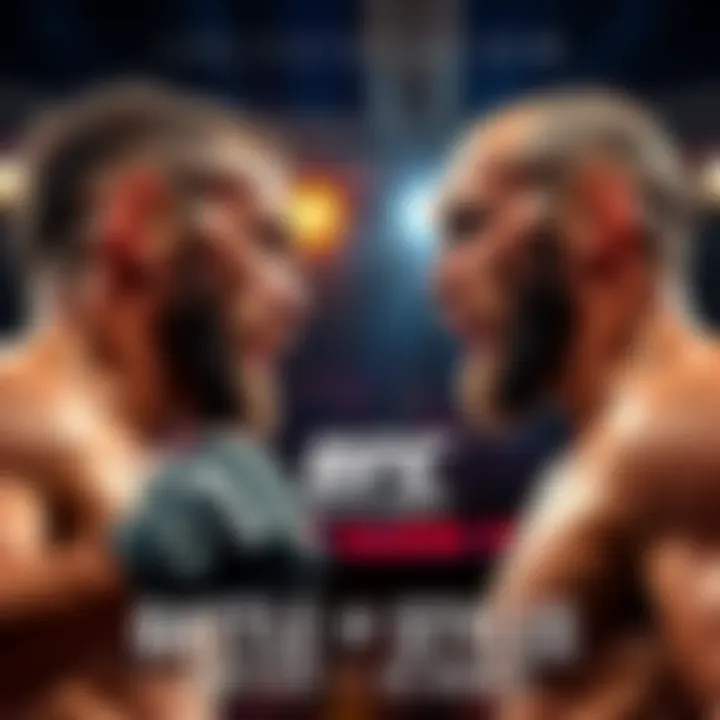 Robert Whittaker and Reinier de Ridder face off in the octagon, showcasing their fighting stances and intense focus before the match.