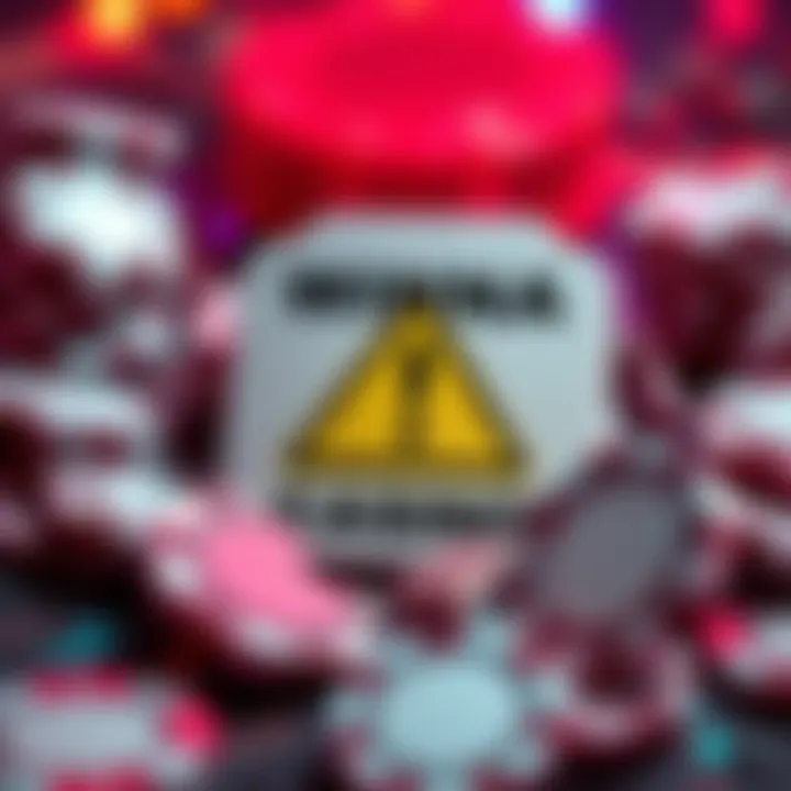 A graphic showing broken casino chips and a warning sign, symbolizing scamming and bribery allegations against Winna Casino.