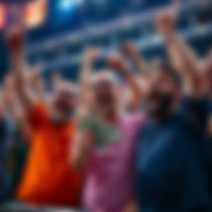 Winning Bets Celebration Fans celebrating after successful betting picks in the play-in finales, showing cash and excitement