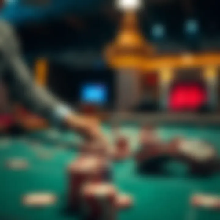 A player placing bets on a gaming table with chips, demonstrating a strategic betting method.