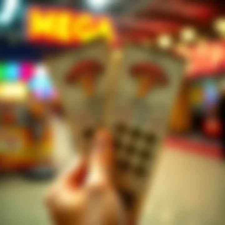A hand holds two Mega 7 lottery tickets with winning numbers visible, showcasing excitement after a $150 win