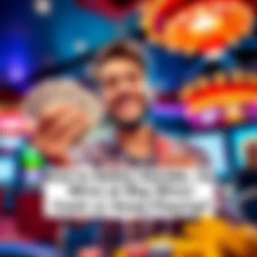 A person celebrating a big win at a casino, holding cash in one hand and a chip stack in the other while smiling