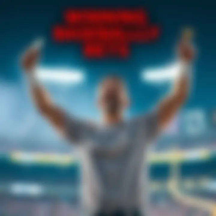 Winning Baseball Bets A person celebrating after successfully betting on baseball games, showing enthusiasm with raised arms and cash in hand.