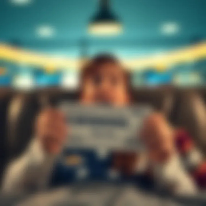 A surprised person holds a betting slip with winning numbers after waking up from a nap.