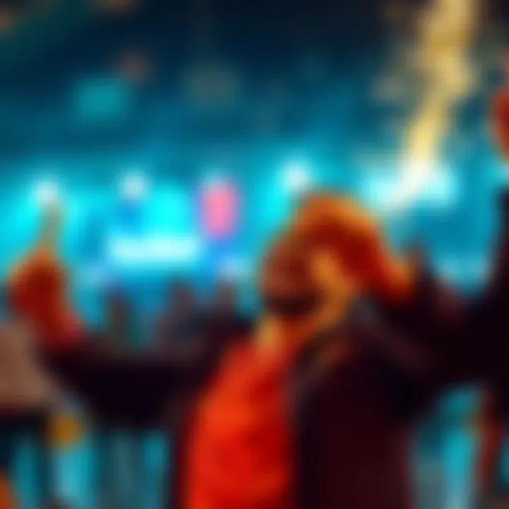 A person celebrating with cash after winning $10,000 from a small betting ticket at Rainbet.