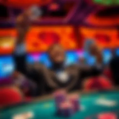 A person celebrating a successful poker win at Parx Casino with chips and cards in hand