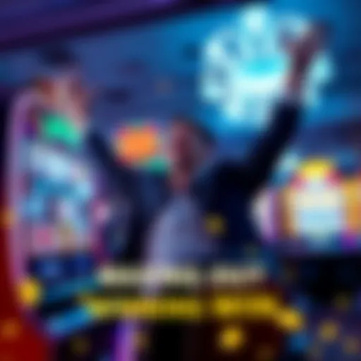 A person celebrating a $20,000 win on a slot machine with a $75 bet in a casino setting.