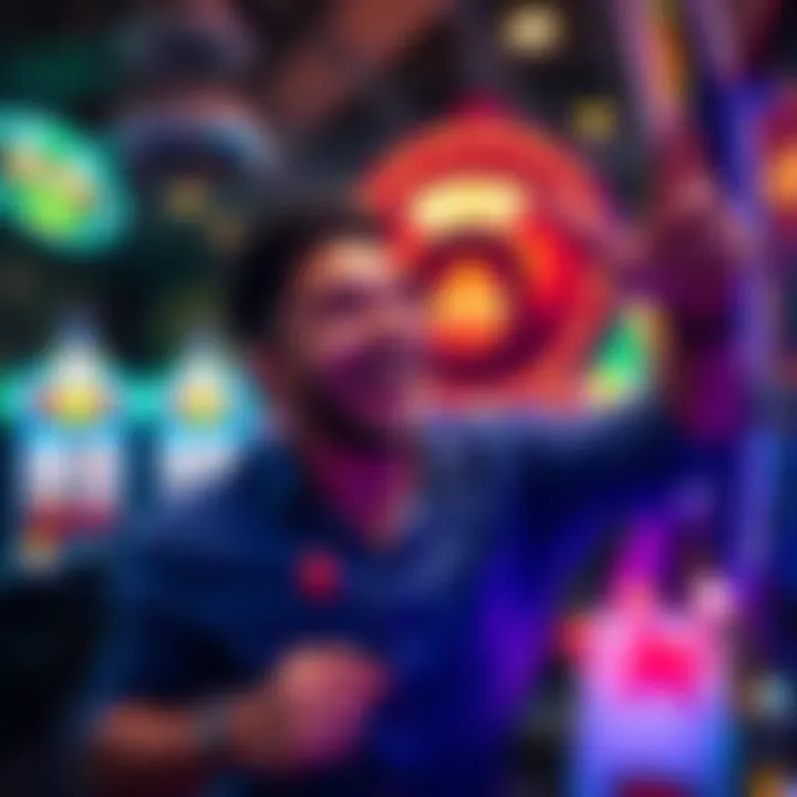 A joyful player celebrates a $30 win after betting $3, with glowing slot machine lights in the background.