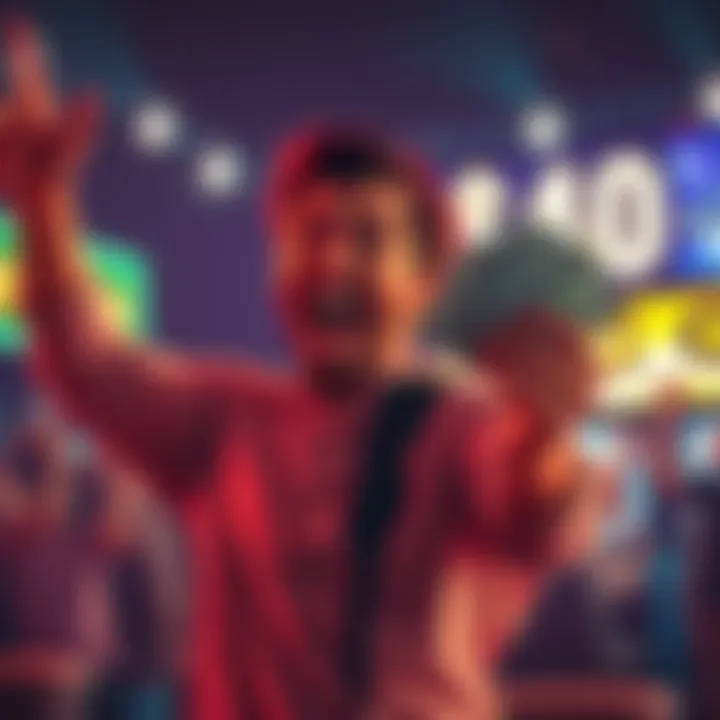 Winning with $40 A person celebrating with cash in hand after a successful bet, showcasing excitement and triumph