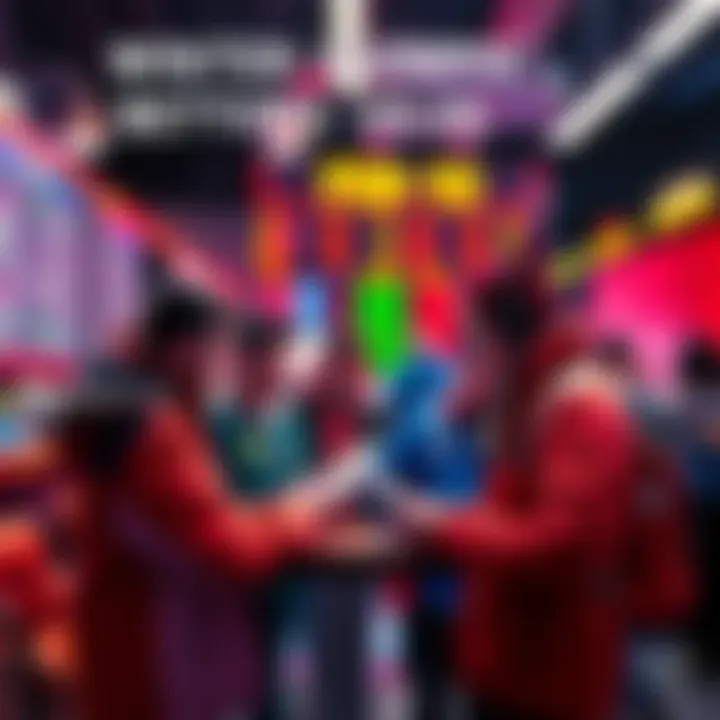 A lively discussion among people analyzing betting options for the Winter Olympics 2026, with sports equipment and betting boards in the background