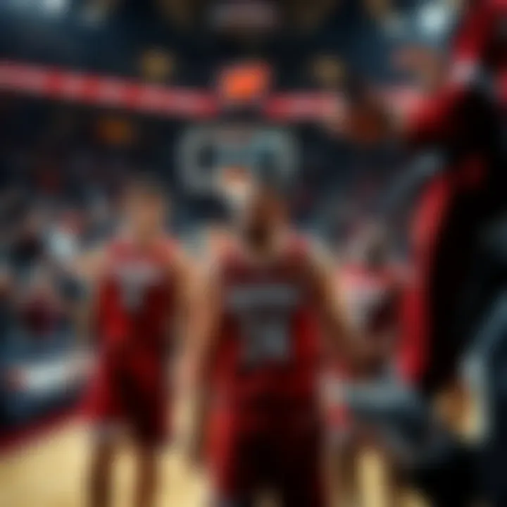 Wisconsin basketball players walking off the court after their loss, showing disappointment on their faces