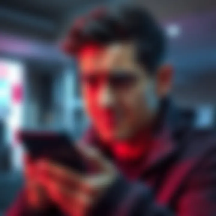 A person looking frustrated while trying to withdraw money from a phone app, showing a failed transaction message on the screen.