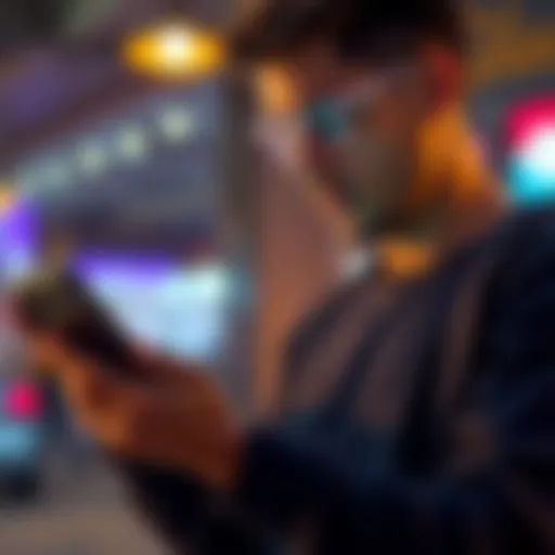 A person checking their Fliff account on a smartphone, looking at withdrawal options with a focused expression.