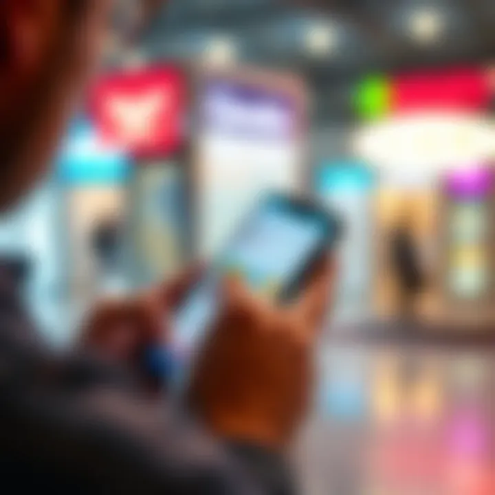 A person looks at their smartphone displaying options for withdrawing money from a financial app