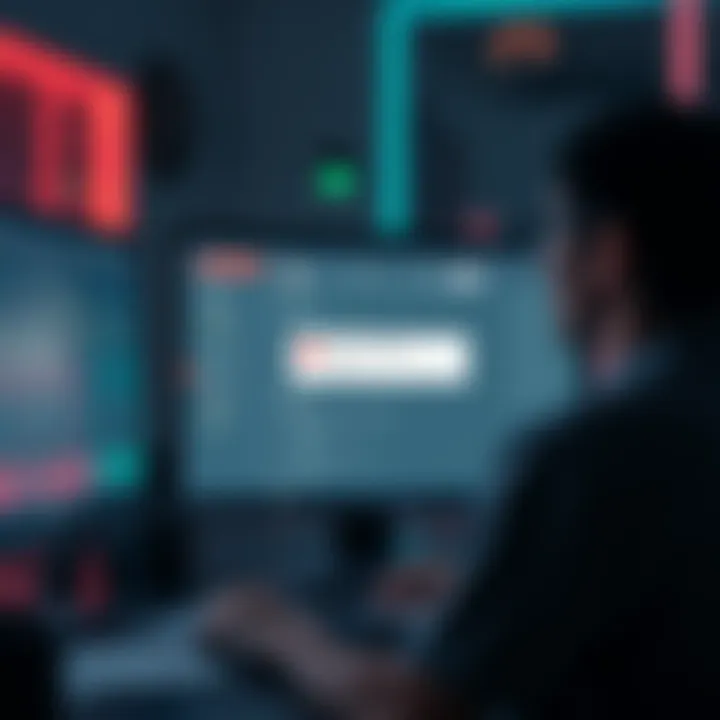 A frustrated person looking at their computer screen, showing a withdrawal error message, surrounded by financial documents