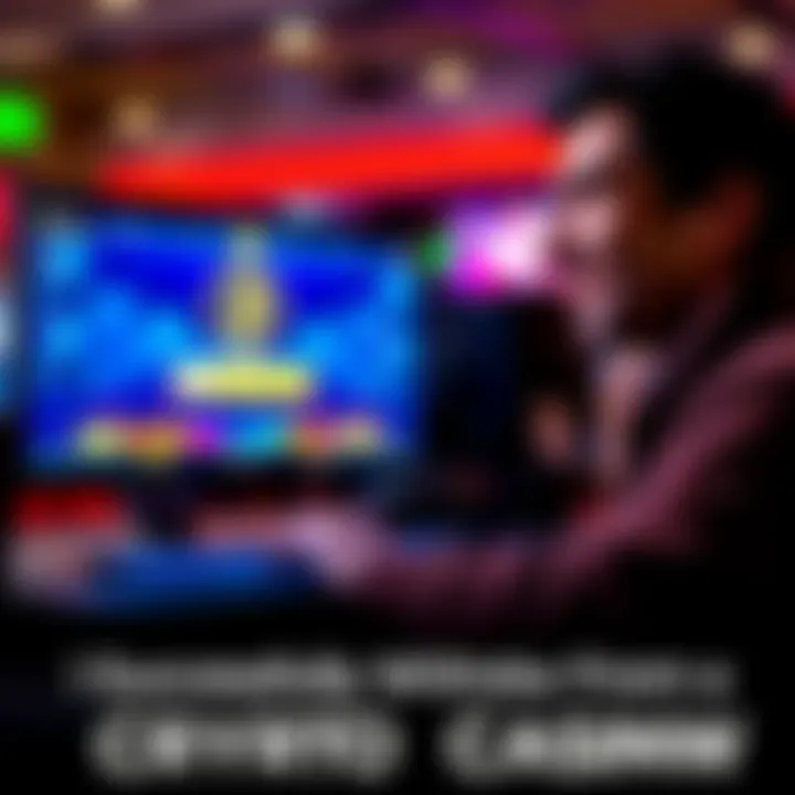 A person smiling while looking at a computer screen showing a successful withdrawal from a crypto casino