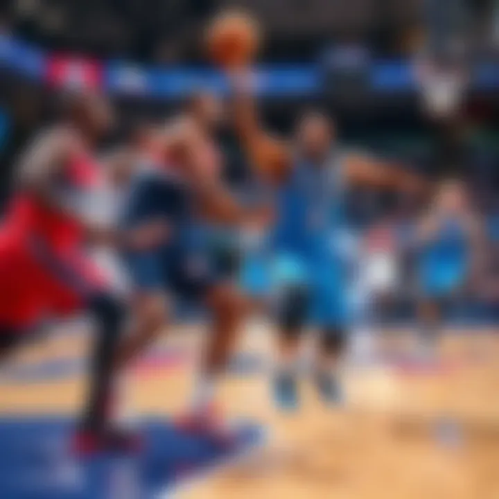 Players from the Wizards and Thunder compete during the 4 Flex matchup on the court