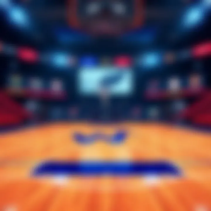 WNBA Betting Predictions A basketball court with WNBA team logos and betting odds displayed