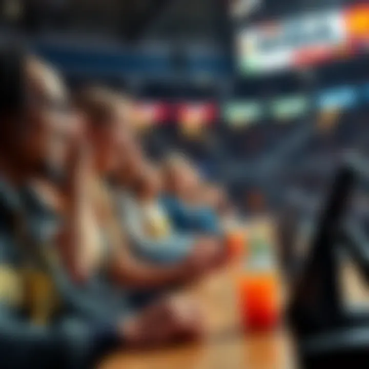 Fans excitedly placing bets on a 2-leg parlay during a WNBA game halftime