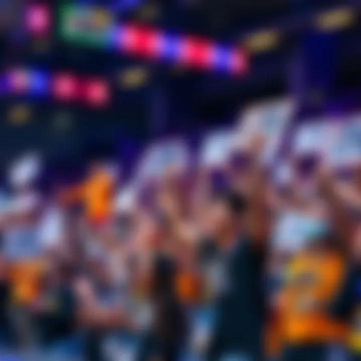 Fans cheering and holding signs for the WNBA Lotto event