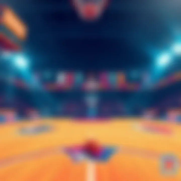 WNBA playoff bet illustration An illustration showing a basketball court with two teams playing during a WNBA playoff game and betting slips in the foreground, symbolizing a 2-leg parlay bet