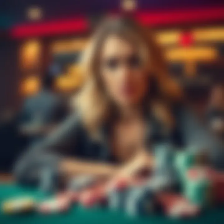 A woman sits at a table with poker chips, looking frustrated and contemplating her relationship with her husband's poker success.